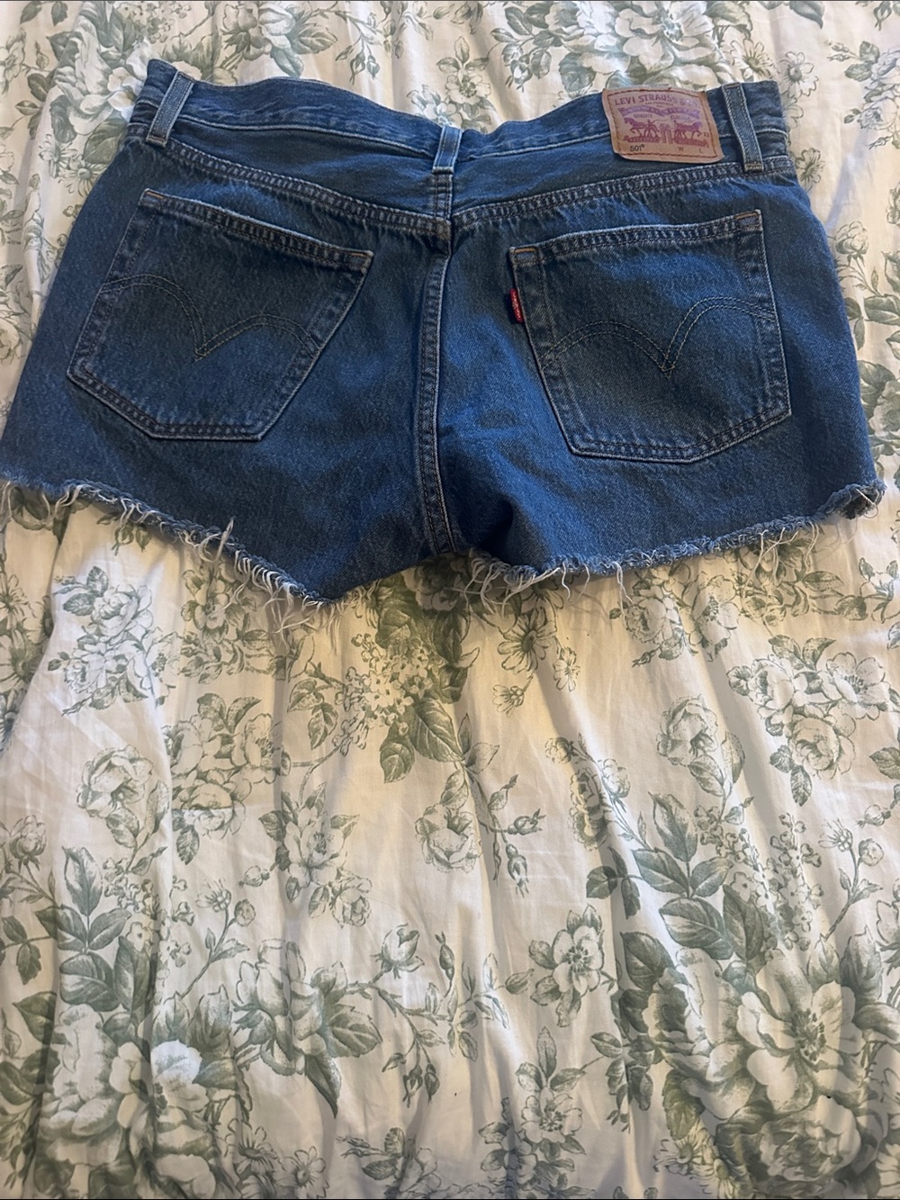 Levi's Dark Blue Denim Cutoff Shorts - Picture 2 of 3